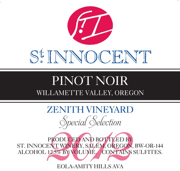 2012 Pinot Noir Zenith Vineyard Special Select