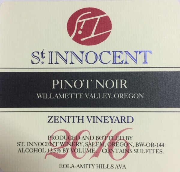 2016 Pinot Noir Zenith Vineyard 1.5L